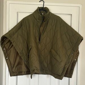 Olive Quilted Poncho Jacket